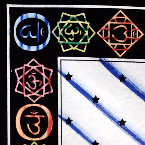 KDMD Ancient Wisdom Chakra Buddha Handbrushed Cotton Textile Wall Hanging, Multicolour – 3