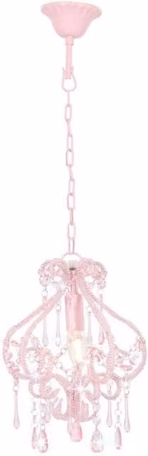 Berkfield Home Beautiful Round Pink Ceiling Lamp with Beads and E14 Bulb Holder