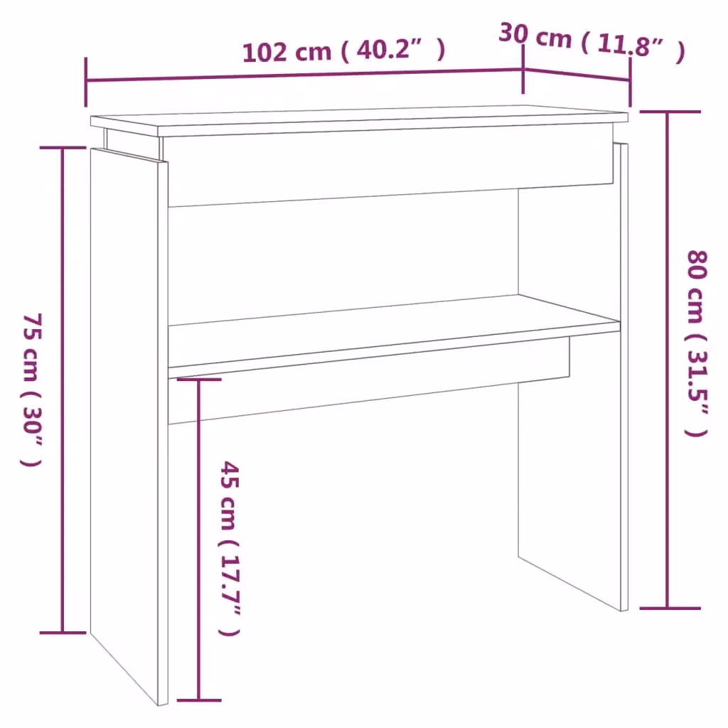 Berkfield Home Smoked Oak Console Table in Brown, W/D/H: 102 x 30 x 80 cm – 5