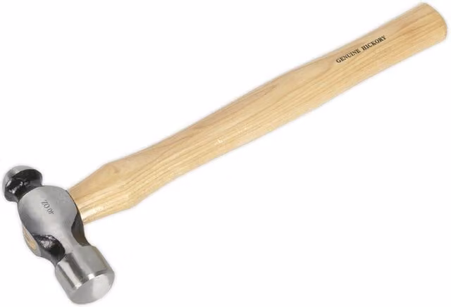 Loops Ball Pein Pin Hammer with Hickory Wooden Shaft and Drop Forged Steel Head in Silver and Brown, 1.13 kg
