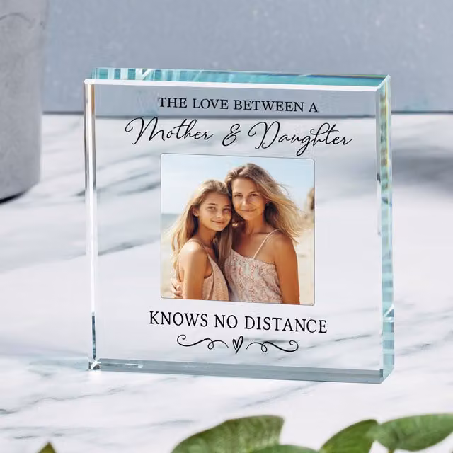 Uniqueful Personalised The Love Between Mother and Daughter Glass Token in Transparent and Beige