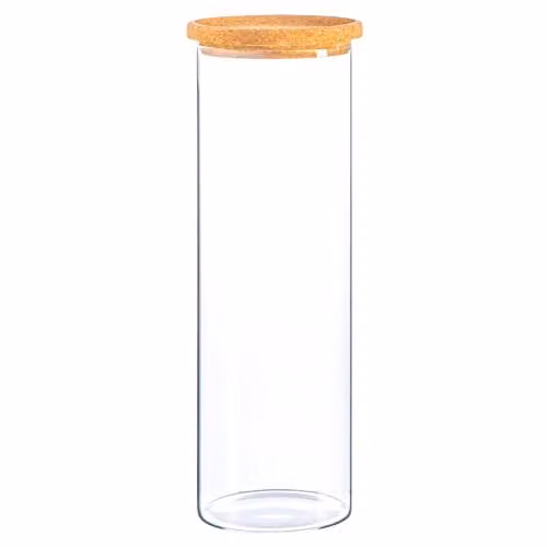 Argon Tableware Scandi Glass Storage Jar with Cork Lid, Transparent, 2 Litre – 1