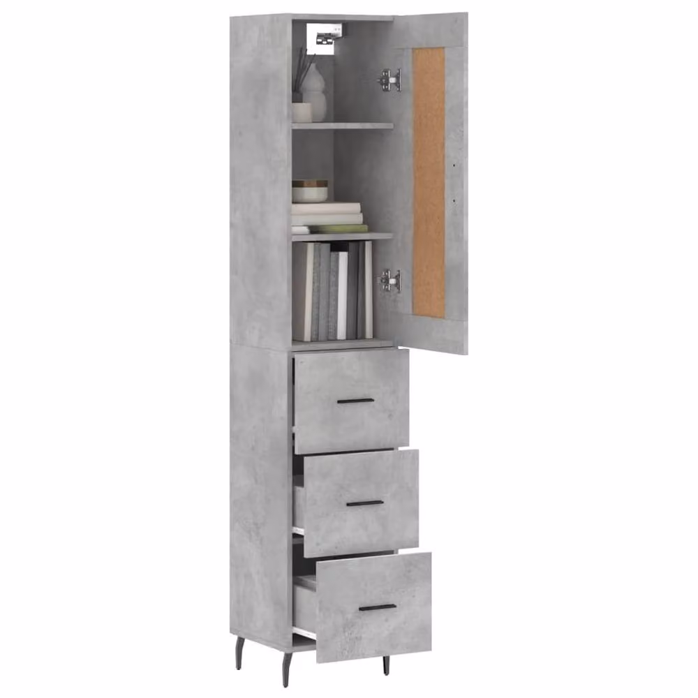 Berkfield Home Highboard in Concrete Grey, W/D/H: 34.5 x 34 x 180 cm – 2
