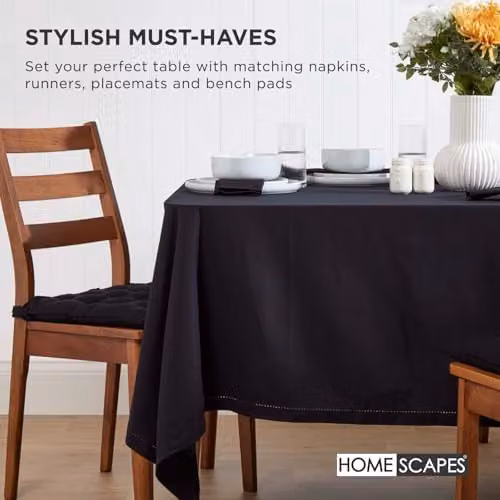 Homescapes Set of 4 Black Quilted Cotton Seat Pads, W/D/H: 40 x 40 x 6.5 cm – 8