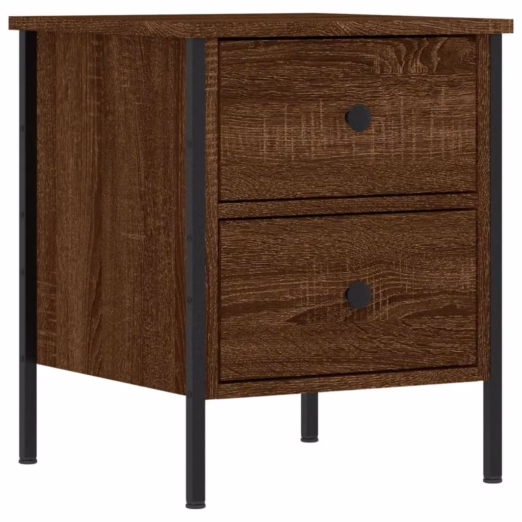 Berkfield Home Set of 2 Brown Oak Bedside Cabinets, W: 40 cm, D: 42 cm, H: 50 cm – 4