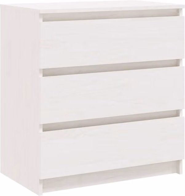 Berkfield Home White Solid Pinewood Bedside Cabinet W: 60 cm, D: 36 cm, H: 64 cm