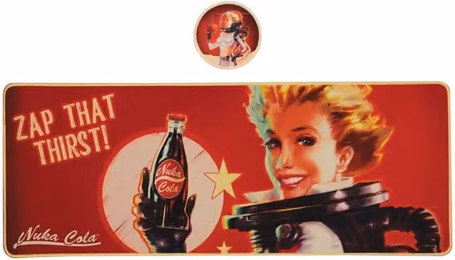 Fallout Nuka-Cola Red Desk Pad and Coaster Set with Rubber Base