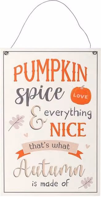 KDMK Orange Pumpkin Spice Autumn Hanging Sign, 30 cm