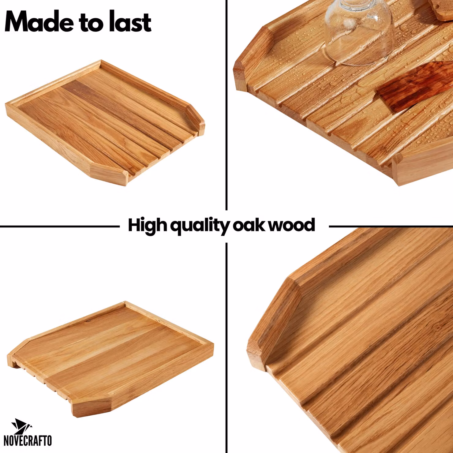Novecrafto Brown Solid Oak Wooden Draining Board for Belfast Butler Sinks – 2
