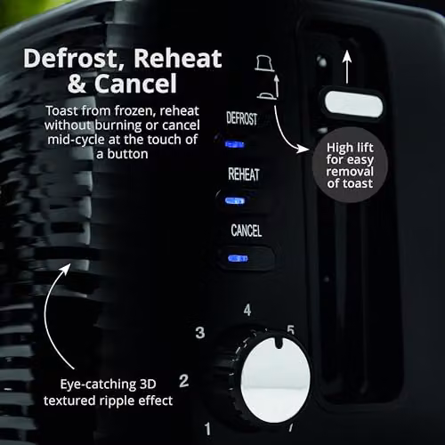 Swan Wave 2-Slice Toaster in Black, ST19034BLK – 4