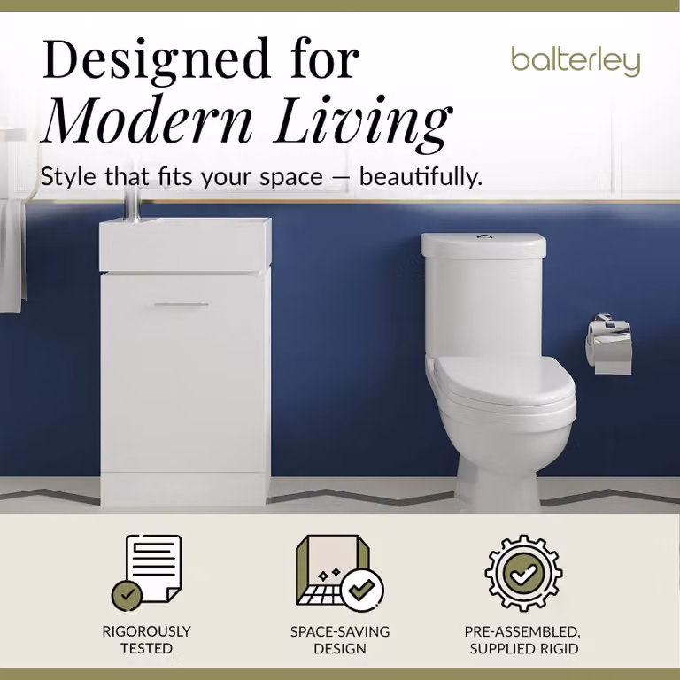 Balterley Gloss White Floor Standing Cloakroom Vanity and Toilet Set