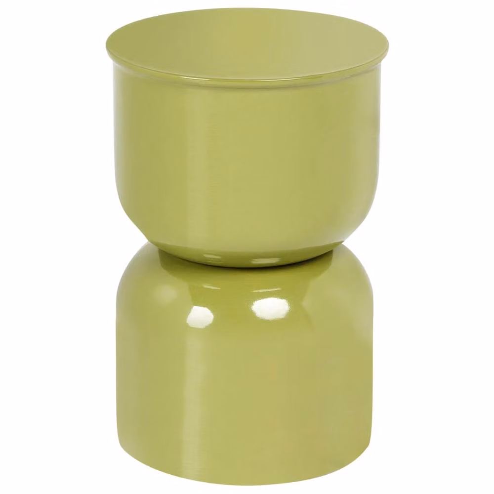 Wyld and Coco Olive Iron Drum Side Table in Green, W/D/H: 31 x 31 x 47 cm – 2
