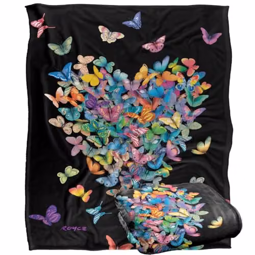 JQ Licensing Royce Mcclure Wildheart Butterflies Silky Touch Super Soft Throw Blanket in White, W/D/H: 152 x 127 cm