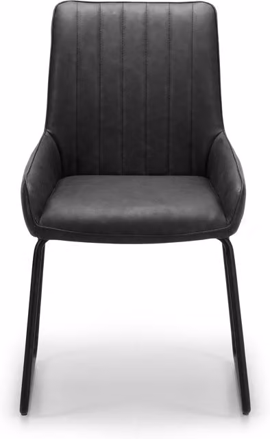 Julian Bowen Soho Upholstered Dining Chairs, Set of 2, Black Synthetic Leather with Metal Cantilever Base – 4