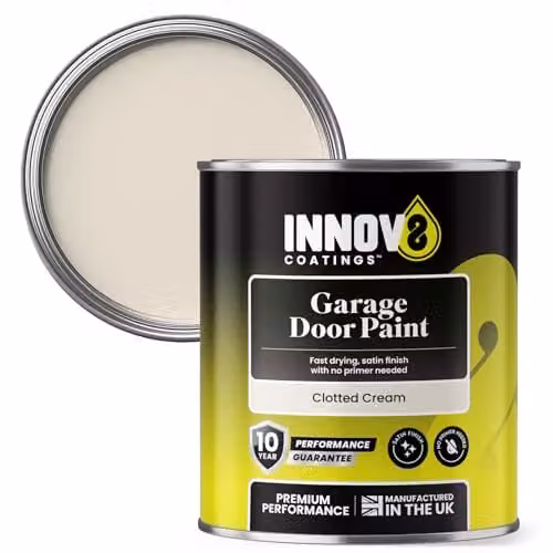 Innov8 Coatings Satin Garage Door Paint for Metal and uPVC, Clotted Cream, 750 ml – 1