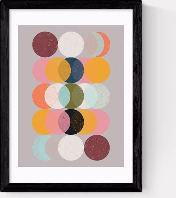East End Prints Moods and Moons Abstract Framed Art Print, Multicolour and Black