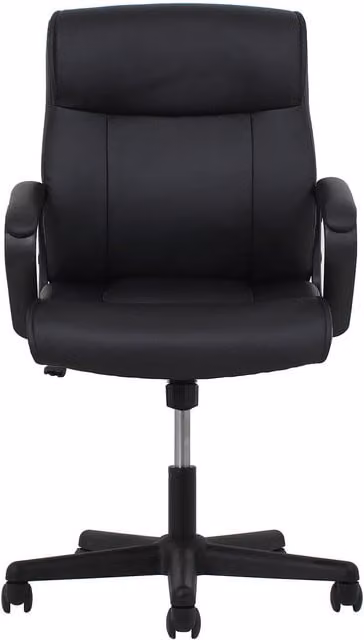 Furniture One Black Synthetic Leather Executive Swivel Office Chair with Adjustable Height and Armrests