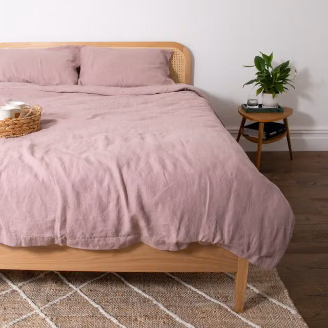Native Natural Pink 100% Linen Double Duvet Cover, W/D/H: 200 x 200 cm – 1