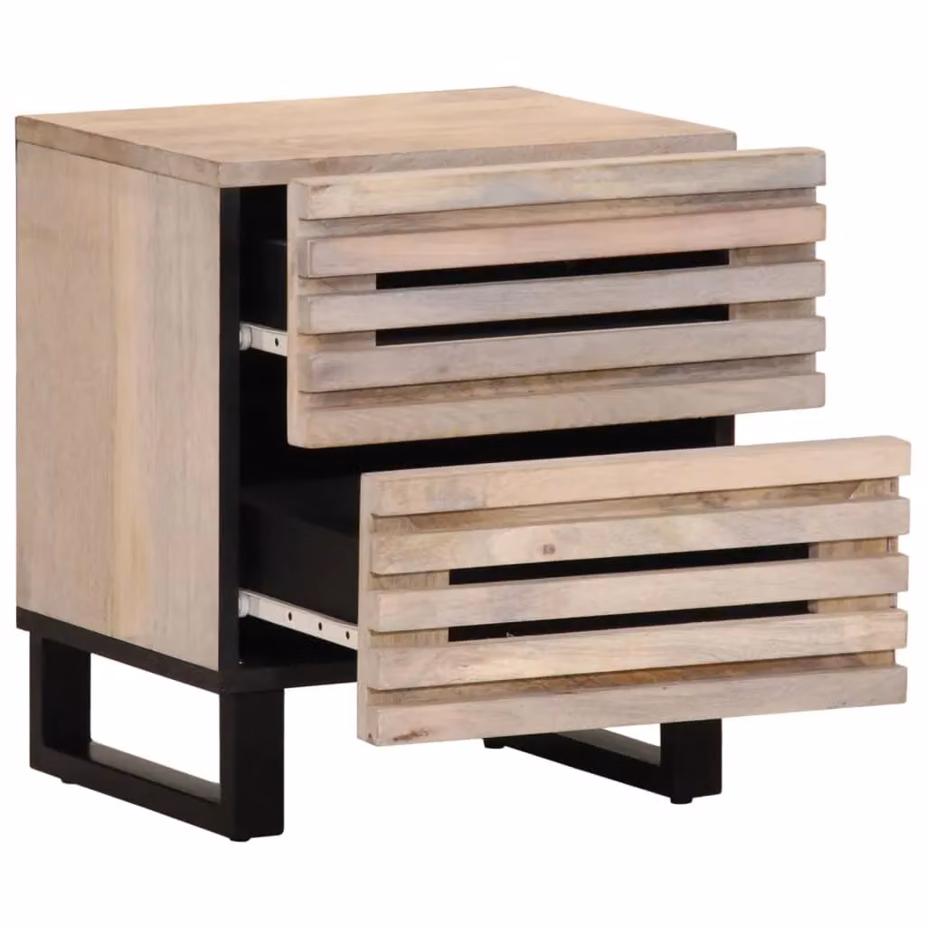 Berkfield Home Bedside Cabinet in Brown Solid Mango Wood, W/D/H: 40 x 33 x 46 cm – 2