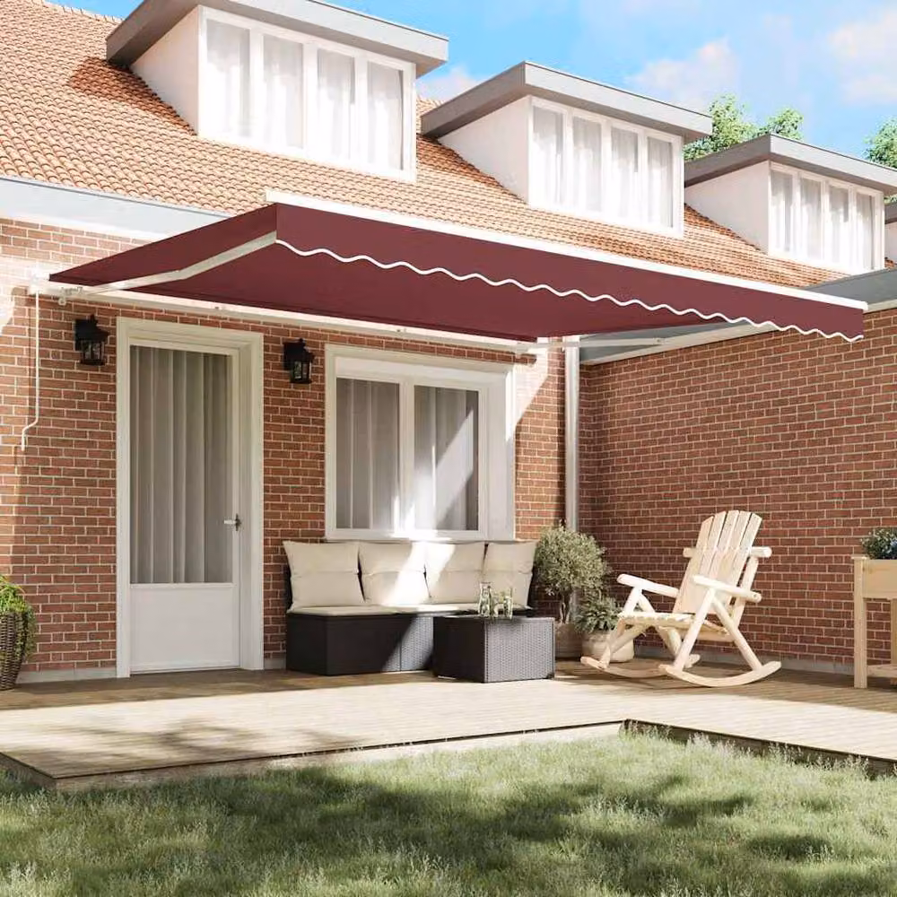Berkfield Home Manual Retractable Crank Awning in Red, W/D/H: 400 x 300 x 165 cm – 3