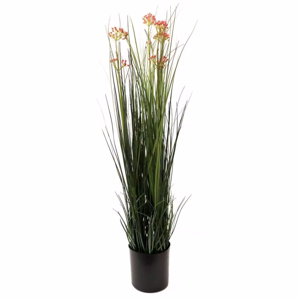 Voltico Artificial Onion Grass in a Black Tabletop Pot, Dark Green – 2