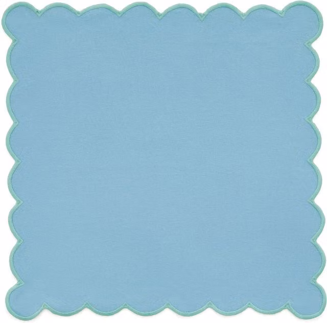 Land & Shore Green Petrol Cotton Scallop Trim Napkins