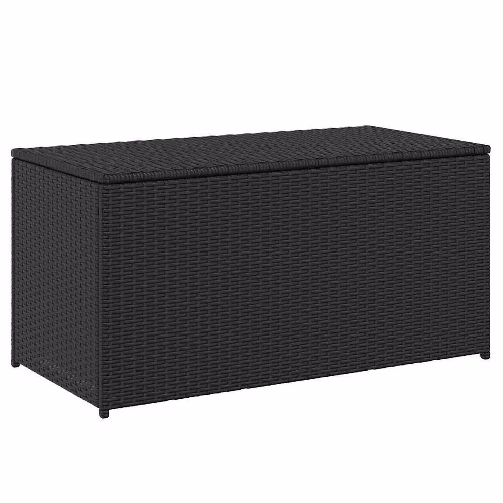 Berkfield Home Poly Rattan Garden Storage Box in Black, W/D/H: 100 x 50 x 50 cm – 2
