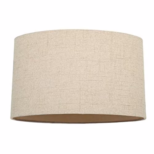 Happy Homewares Contemporary Oval Linen Fabric Lamp Shade in Taupe, Width: 30 cm – 1
