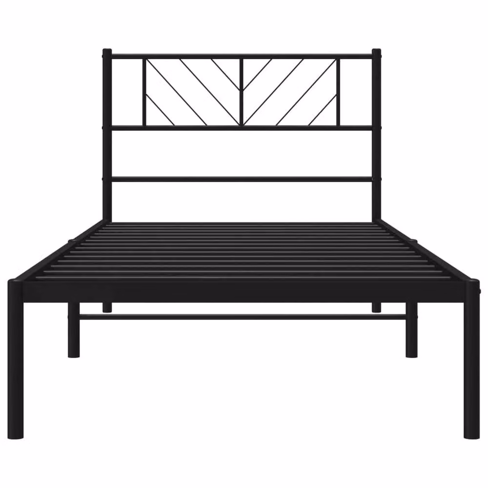 Berkfield Home Modern Metal Bed Frame with Geometric Headboard in Black, W/D/H: 90 x 190 cm Single – 3