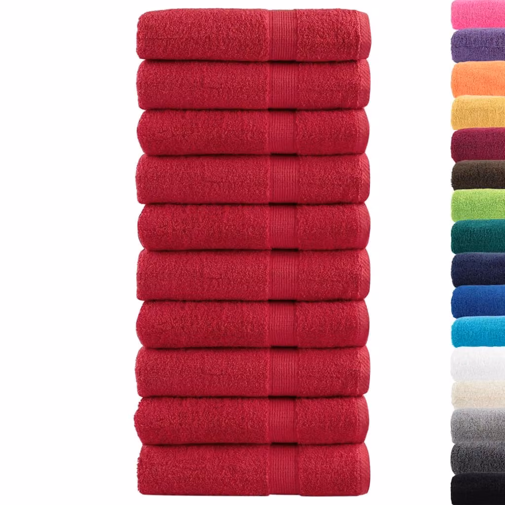 Berkfield Home SOLUND Premium Cotton Terry Bath Towels, 10 Piece Set, Red, W: 100 cm, L: 150 cm, 600 gsm – 2