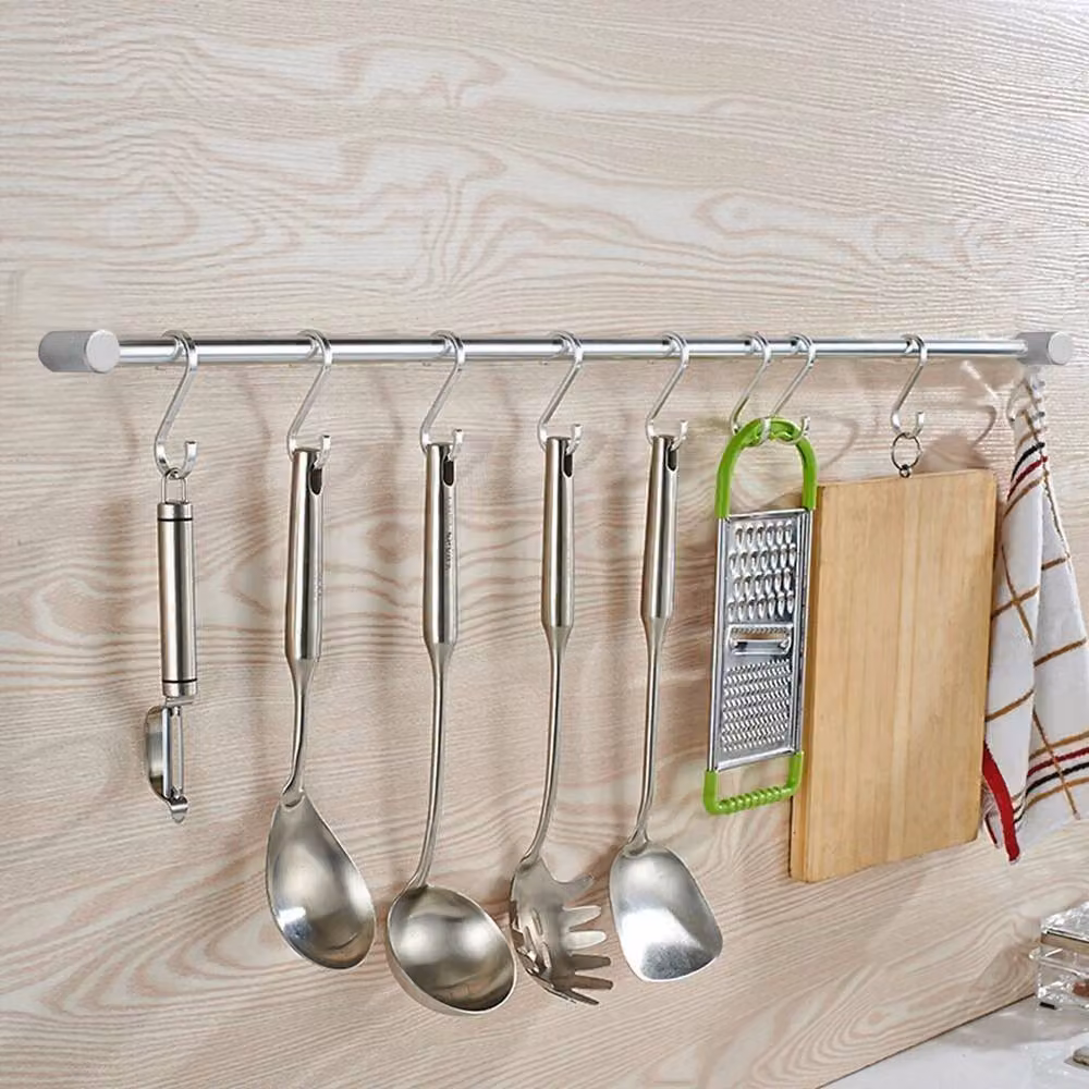 EONLION Stainless Steel Kitchen Utensil Rack with 12 Hooks, Silver, W: 100 cm, H: 50 cm, D: 50 cm – 3