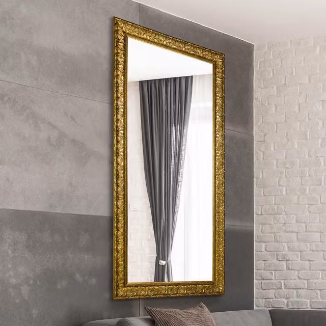 MirrorOutlet Lancaster Large Ornate Antique Gold Wall Hanging Rectangular Mirror