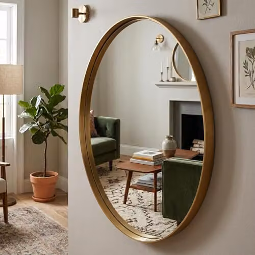 DEENZ Round Gold Wall Mirror with Aluminium Frame, Diameter: 50 cm – 2