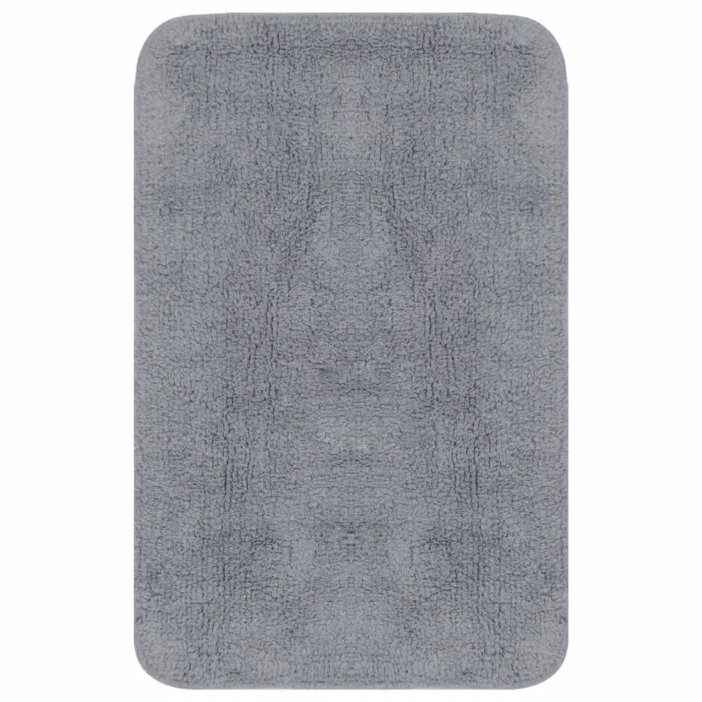 Berkfield Home Grey Cotton Non-Slip 2-Piece Bathroom Mat Set – 1