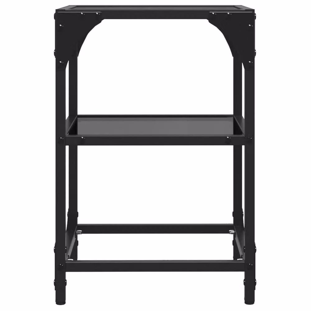 Berkfield Home Set of 2 Decorative Square Coffee Tables with Black Glass Tops and Steel Frames, W/D/H: 30 x 30 x 45 cm – 4