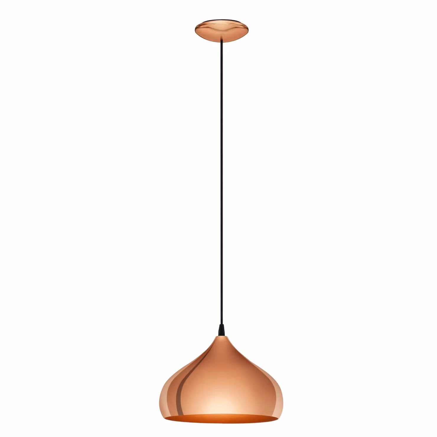 Eglo Hapton Rounded Copper Metal Pendant Light, Orange – 2