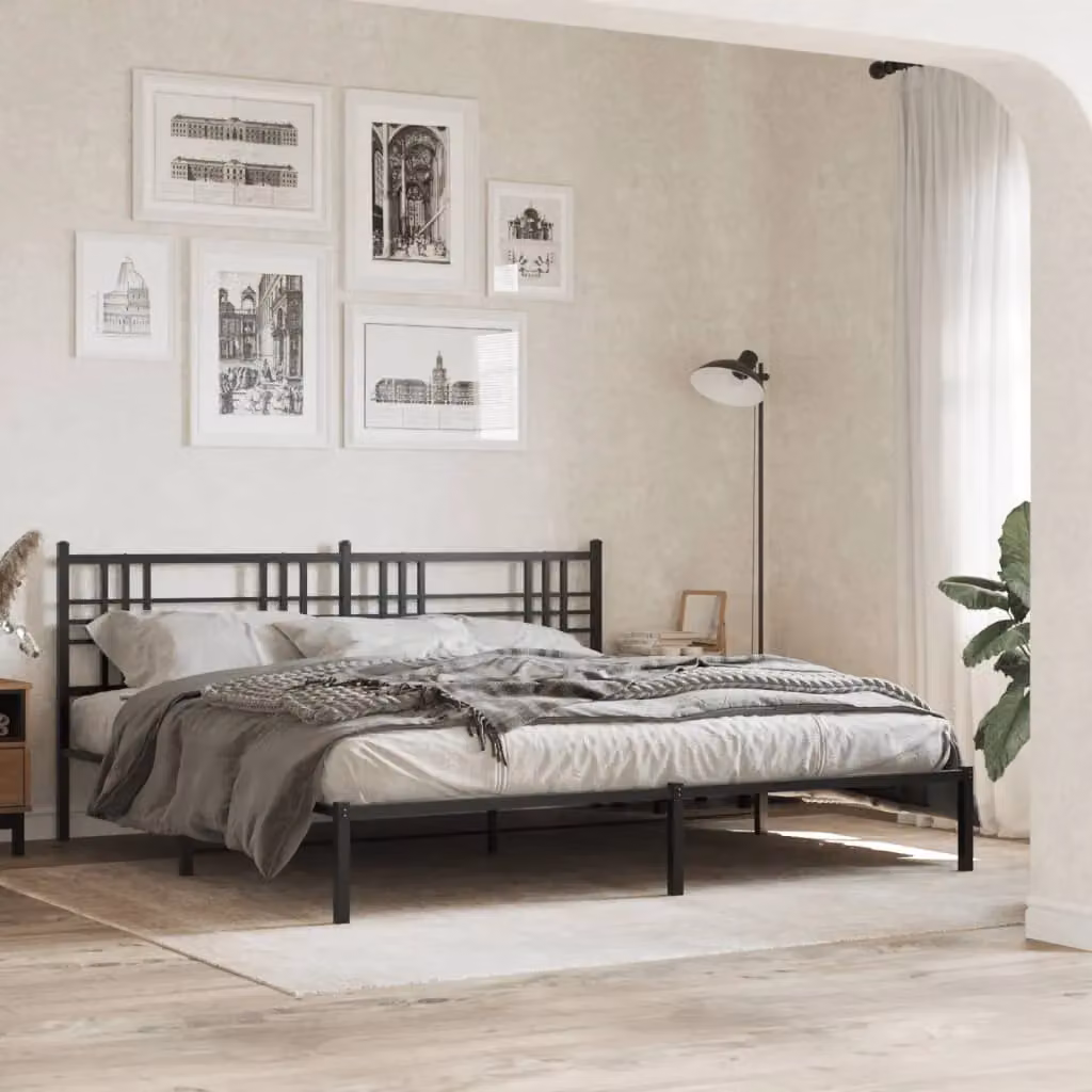 Berkfield Home Classic Metal Headboard in Matt Black, 200cm – 3