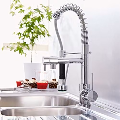 Nes Home Mono Pull Out Kitchen Mixer Tap with Dual Spout and Spray Function in Chrome