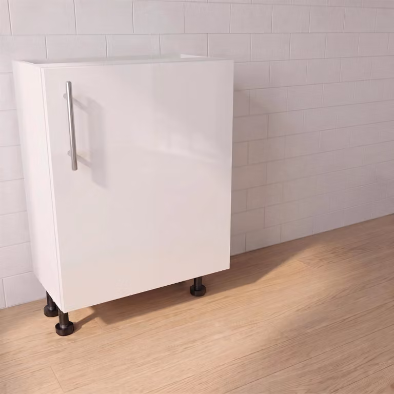Cheap Furniture Warehouse White Gloss Modern Kitchen Base Unit with Hinged Doors W/D/H: 60 x 57 x 72 cm