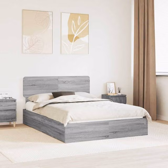 Berkfield Home Grey Sonoma Storage Bed with Drawers, W/D/H: 150 x 200 cm, Engineered Wood – 1