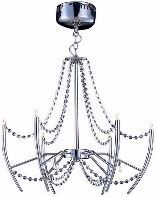 Netlighting Zest Round Pendant Light with 9 Crystal Details in Chrome and Grey – 1