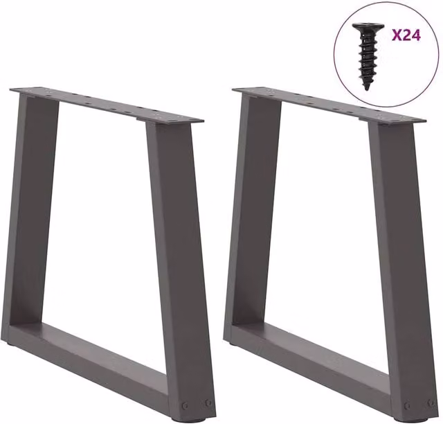 Berkfield Home Modern V-Shape Dining Table Legs, 2 Pieces, Anthracite Dark Grey, H: 42-43.3 cm x W: 60 cm