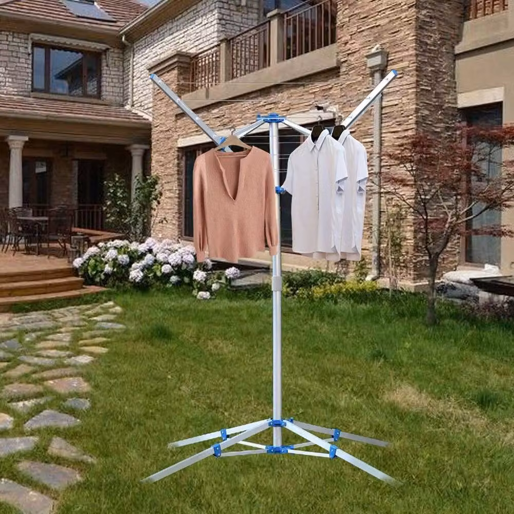 VOGREX 4 Arm Rotary Clothes Airer Free Standing Laundry Washing Line in Silver – 2