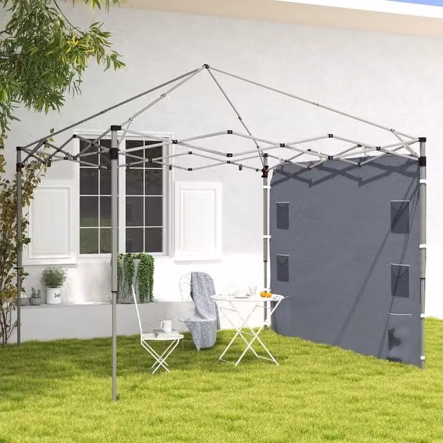 Outsunny Grey Polyester Side Panel for 3x3 m Pop Up Gazebos, H: 195 cm, W: 300 cm