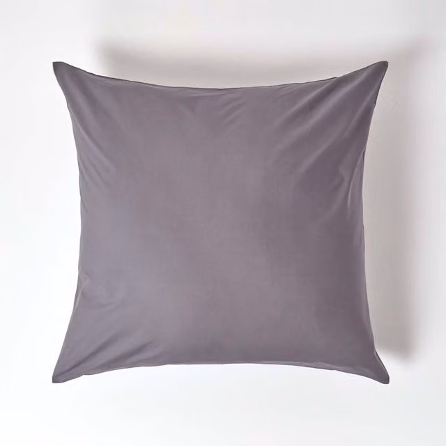 Homescapes 200 Thread Count Egyptian Cotton Percale Housewife Pillowcase, Grey, W: 60 cm