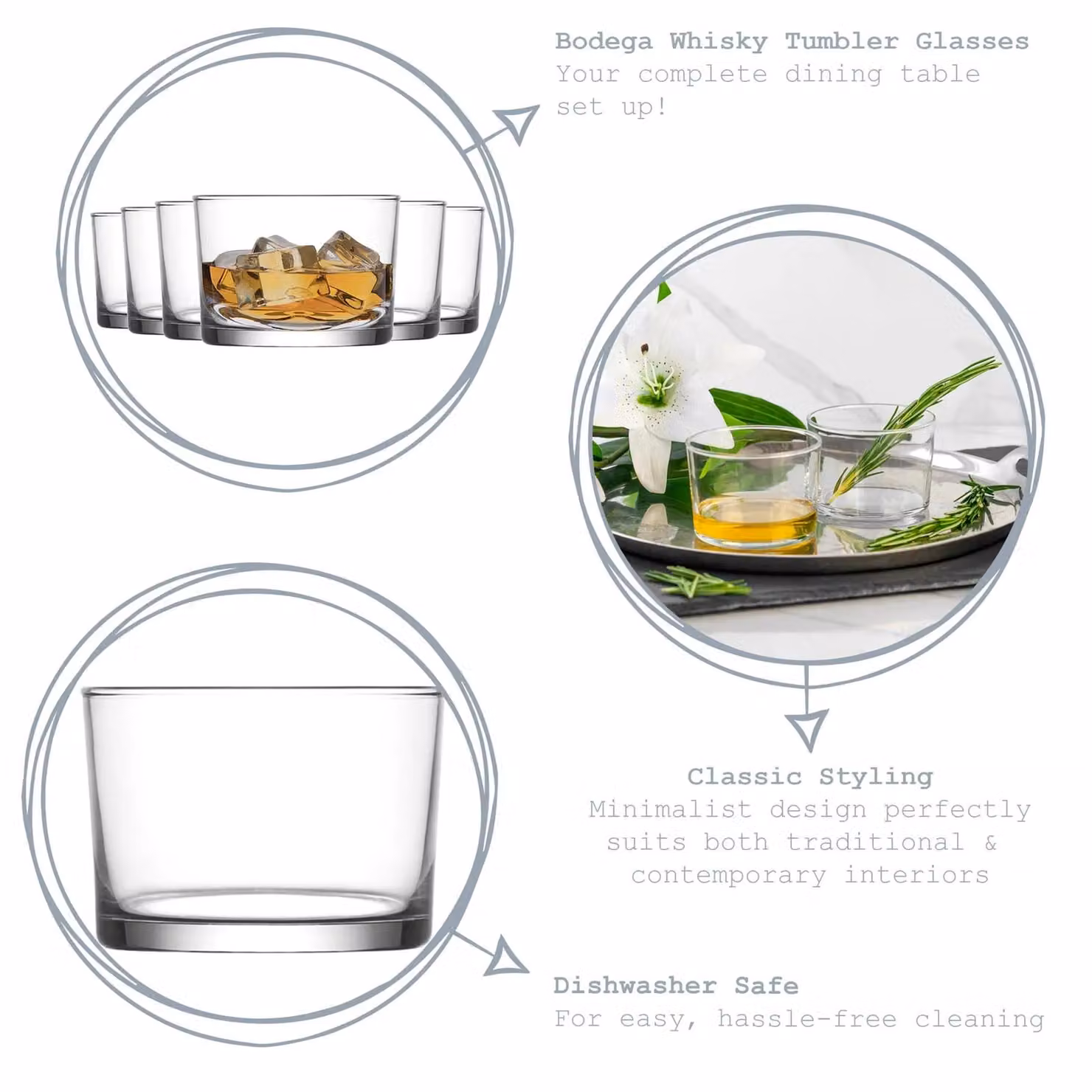 LAV Bodega Transparent Glass Whisky Tumbler, 240 ml, Pack of 6 – 2