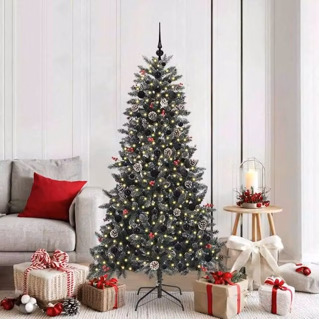Berkfield Home Green Artificial Christmas Tree with 300 LEDs, W/D/H: 99 x 99 x 180 cm