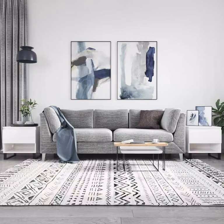 Berkfield Home Modern High Gloss White Coffee Table Set of 2, W/D/H: 50 x 46 x 50 cm