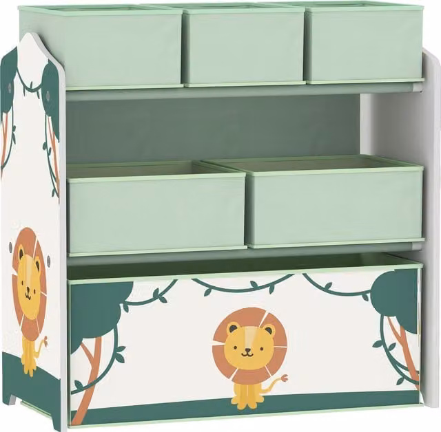 AIYAPLAY 3-Tier Kids Toy Storage Organiser with 6 Removable Boxes, Green