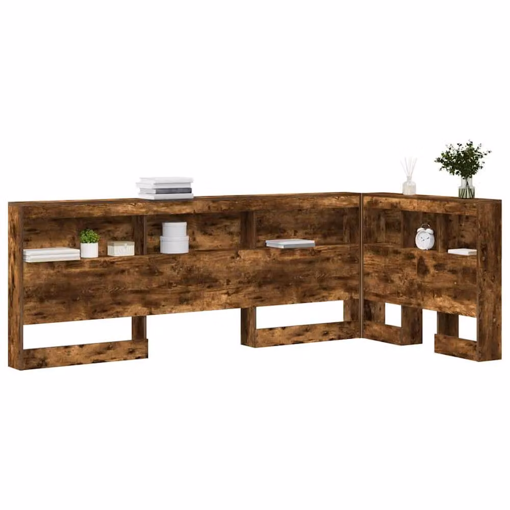 Berkfield Home Storage Headboard with Integrated Shelf in Smoked Oak Brown, Width: 90 cm – 3